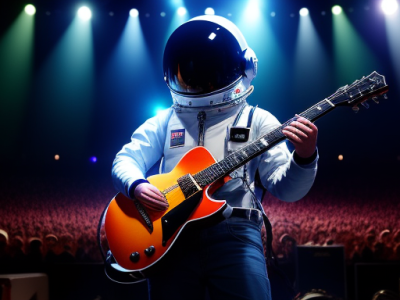 Spaceman Playing Guitar On Stage In Front Of School Kids 2398028464